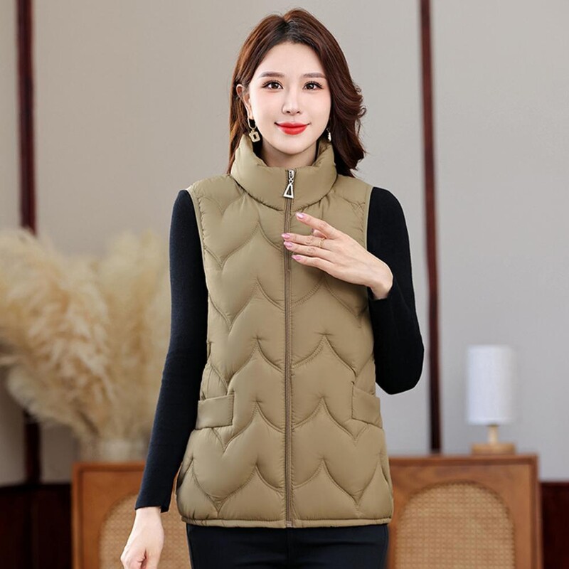 Női pehelypamut mellény új őszi téli rövid laza alkalmi mellény Női divat nagy méretű ujjatlan kabát felső