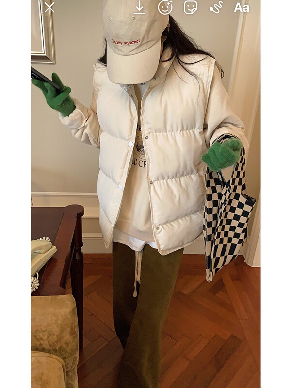 FIGOHR dūnu veste sievietēm 2024. g. jaunums, moderna, masīva dūnu jaka bez piedurknēm, kokvilnas jaka, brīva veste, rudens ziema