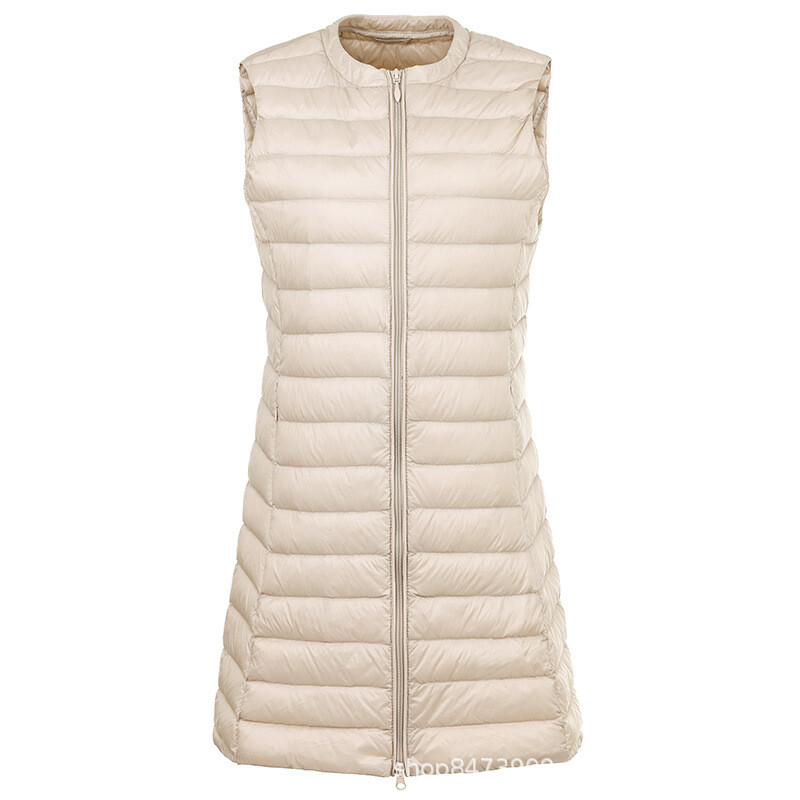 Toamnă și iarnă Vestă nouă, ușoară, subțire, pentru femei, cu gât rotund, cu lungime mijlocie, vestă, cu căptușeală