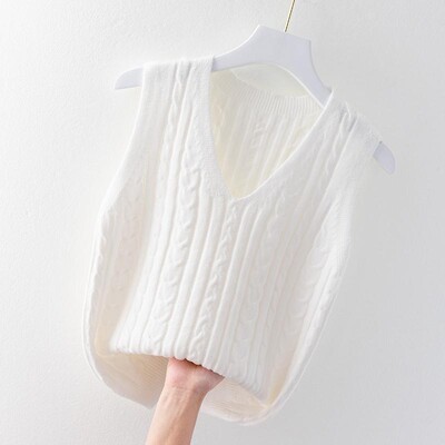 Πλεκτά Γυναικεία μόδα γιλέκο πουλόβερ Ανοιξιάτικο φθινοπωρινό στυλ Εξωτερικό φαρδύ αμάνικο εσώρουχο Γυναικείο γιλέκο πουλόβερ