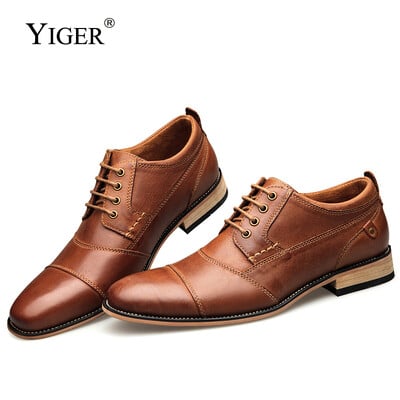 YIGER New Men φόρεμα παπούτσια επίσημα παπούτσια ανδρικά Χειροποίητα επαγγελματικά παπούτσια γάμου μεγάλου μεγέθους γνήσιο δέρμα με κορδόνια ανδρικό 0249