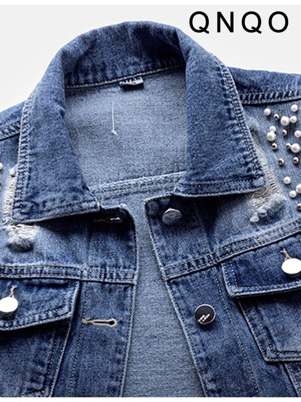 QNQO Veste din denim pentru femei, buzunare, nasturi, crop top casual, vara 2024, noua modă, guler răsturnat, veste cu îmbinare fără mâneci