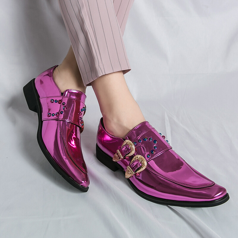 Új trendi divat Férfi bűbáj hegyes tükör bőrcipők Férfi ruha Esküvői Bál Hazatérés naplopók Lábbeli