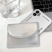 Korėjos versija Sidabrinis Paprastas Viršelis Monetų Piniginė Ins Studentų Piniginė Moteriškas Kortelių Krepšys Trumpos piniginės moterims Mažas Pinigų Krepšys