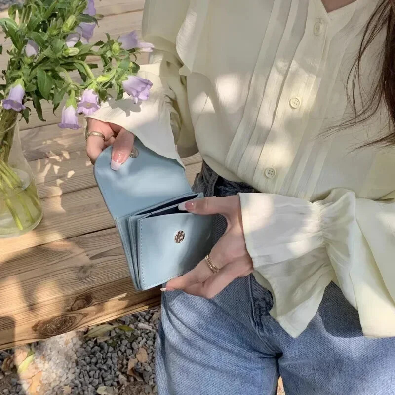 Korėjos versija Sidabrinis Paprastas Viršelis Monetų Piniginė Ins Studentų Piniginė Moteriškas Kortelių Krepšys Trumpos piniginės moterims Mažas Pinigų Krepšys