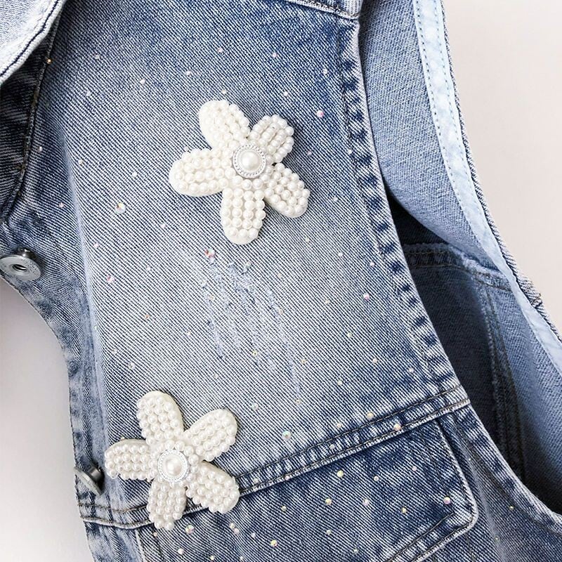 Jean Cowboy mellény Farmer mellény női 2024 tavaszi őszi ujjatlan felsők virág rövid kabát mellények felsőruházat női ruhák