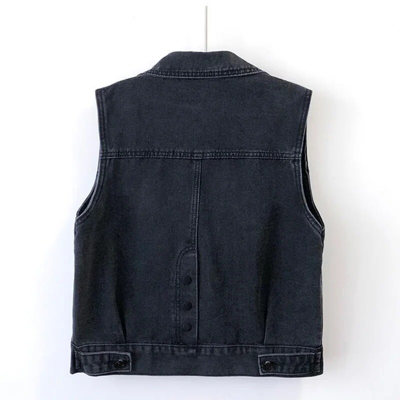 2024 m. pavasario vasara, nauja korėjietiška versija, mada, moteriška džinsinė liemenė, striukė be rankovių, temperamento, laisvalaikio moteriška kauvės mergaitės liemenė 6XL