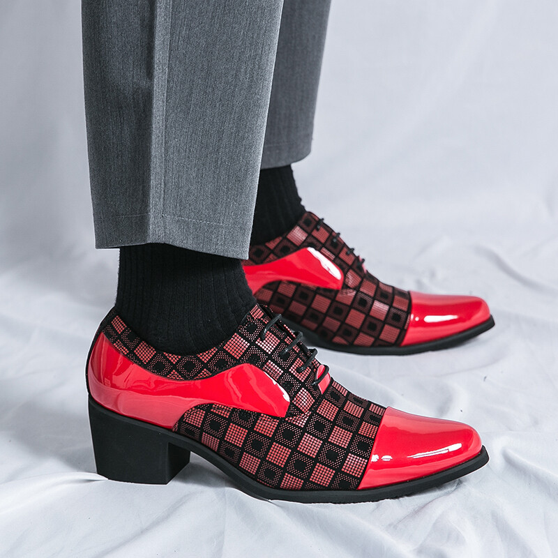 Prabangūs raudoni vyriški aukštakulniai batai 2024 m. dizainerio smailūs vestuviniai oficialūs batai vyriški verslo suknelių batai vyrams, odiniai Oksfordas