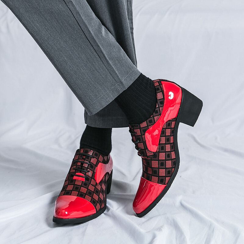 Prabangūs raudoni vyriški aukštakulniai batai 2024 m. dizainerio smailūs vestuviniai oficialūs batai vyriški verslo suknelių batai vyrams, odiniai Oksfordas