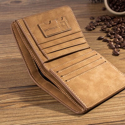 Ανδρικό πορτοφόλι Δερμάτινο Billfold Slim Hipster Δέρμα αγελάδας Πιστωτική κάρτα Κάτοχοι ταυτότητας Ένθετα Πορτοφόλια νομισμάτων Πολυτελές επαγγελματικό πτυσσόμενο πορτοφόλι