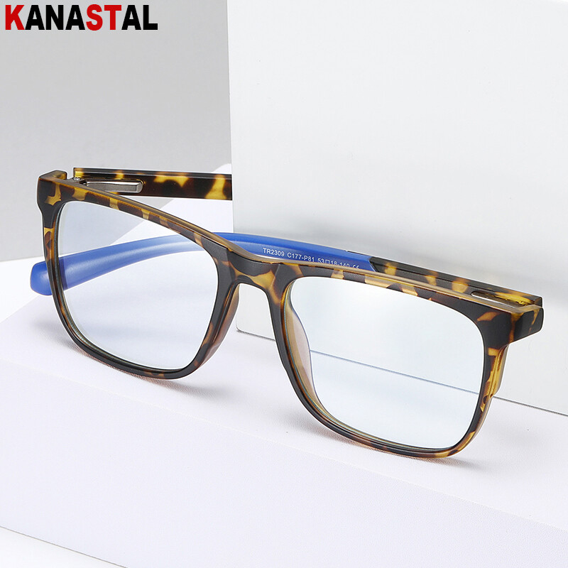 Vīriešu zilas gaismas bloķējošas brilles Retro vīriešu dators TR90 Sqaure briļļu rāmis pret nogurumu recepšu brilles
