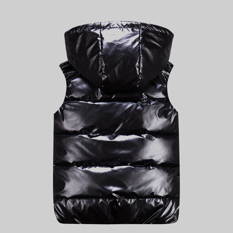 Rudens žiemos moteriškas paminkštintas blizgantis liemeninis striukė Tvirtas užtrauktuku su gobtuvu burbulinis paltas su kišene Lengvas berankoves moteriškas viršutinis drabužis