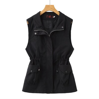 2024, toamnă, vestă nouă, geantă pentru femei, căptușită, haină pentru femei, haină ocazională cu talie lejeră.