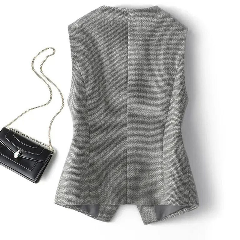 Naujas moteriškas kostiumo liemenės paltas 2024 m. pavasario rudens Patogus be rankovių moteriškas švarkas, universalus moteriškas švarkas.