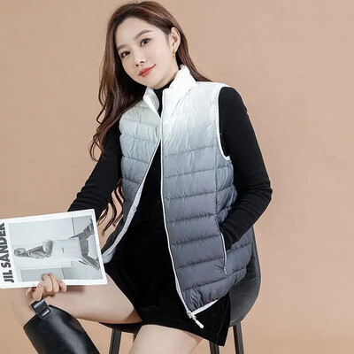 Rudens žiema nauja šviesi plona stovima apykakle, medvilninė liemenė, plona moteriška madinga liemenė be rankovių, moteriška šilta liemenė