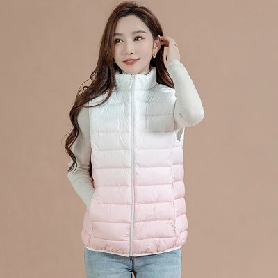 Rudens žiema nauja šviesi plona stovima apykakle, medvilninė liemenė, plona moteriška madinga liemenė be rankovių, moteriška šilta liemenė