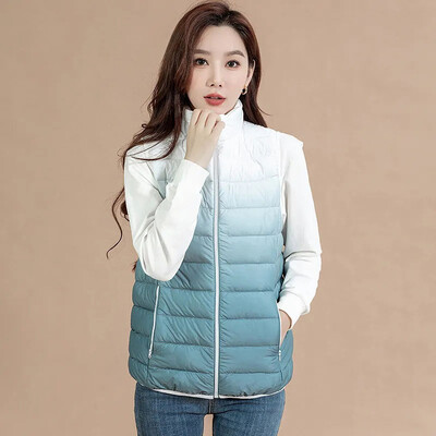 Rudens žiema nauja šviesi plona stovima apykakle, medvilninė liemenė, plona moteriška madinga liemenė be rankovių, moteriška šilta liemenė