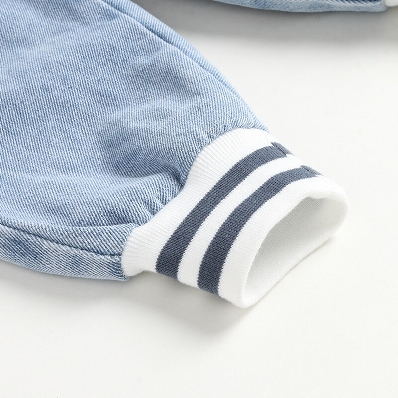 Primăvară Toamnă Pantaloni de denim pentru băieți mici din bumbac cu tivul în dungi Blugi coreeani largi cu talie elastică pentru băieți.