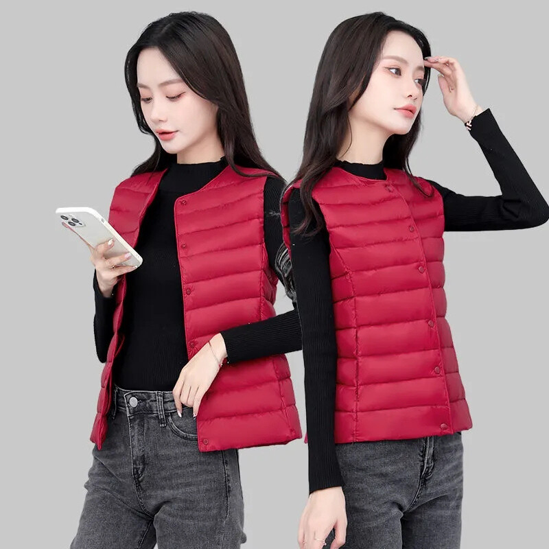 Rudens žiemos šviesa ir plona moteriška pūkinė medvilnė liemenė striukė be rankovių šilta liemenė Moteriški viršutiniai drabužiai Parkai Paltai Moteriški viršutiniai drabužiai