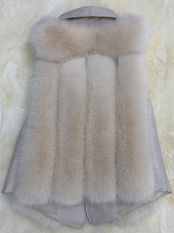 DEAT 2024 Jesen Zima Novi modni ženski topli prsluk od imitacije lisičjeg krzna, ležerni ženski kaput bez rukava na vezanje 15C582