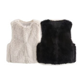 2024, toamnă și iarnă, îmbrăcăminte nouă pentru femei, modă ocazională, temperament simplu, fără mâneci, vestă de buzunar întunecată.