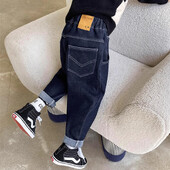 Blugi Jogger cu talie elastică pentru băieți 2024, primăvară, toamnă, pantaloni drepți din denim, copii mari, haine casual 4 6 8 10 12 14 ani
