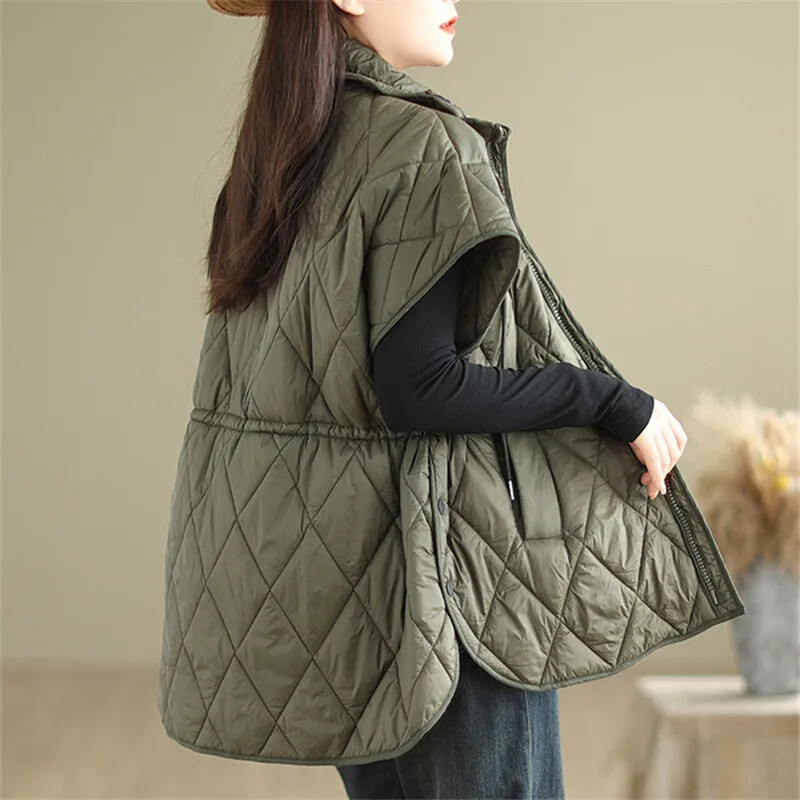 2024, vestă căptușită din bumbac, pentru femei, toamnă iarnă, parka la modă, cu fermoar, jachetă fără mâneci, vestă largi pentru femei, topuri