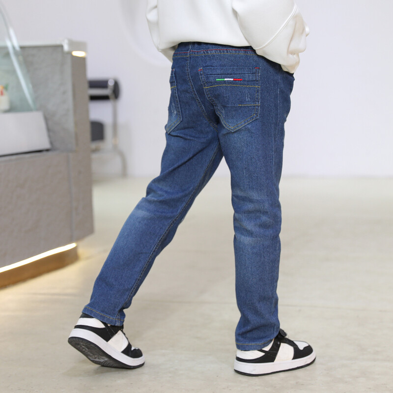 IENENS vaikiški ploni džinsai paaugliams berniukams laisvalaikio kelnės vaikiškos elastinės juosmens kelnės 4-11 metų mados vienspalvės tiesios džinsinės kelnės