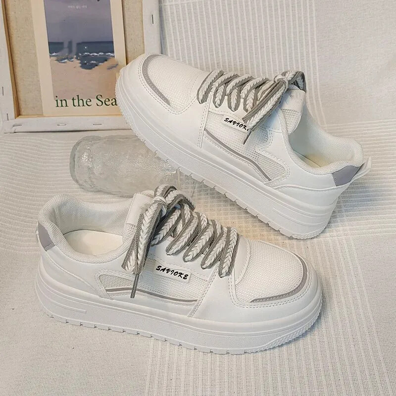 Pantofi de damă marimi mari 41 Pantofi grăsimi cu picioare largi Pantofi cu panou de internet pentru studenți respirabili, fund gros, pantofi sport casual 42