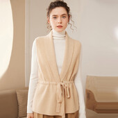 LDZWSM Moteriškos Merino Vilnos Liemenės Drabužiai Blakstienų Paltai Kieti Be rankovių Megzti megztiniai Paltai Megztiniai Laisvi Žieminė C3033070A