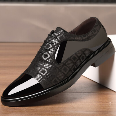 Pantofi de rochie pentru bărbați din piele lăcuită Pantofi Oxford casual pentru bărbați, mocasin, cu sclipici, încălțăminte pentru bărbați, pantofi cu vârf ascuțit pentru bărbați