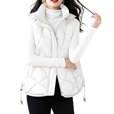 Cipzárral záródó mellénykabát Stílusos női pamut kapucnis mellény cipzárral zárható ujjatlan mellény felsőruházat az elegáns megjelenésért