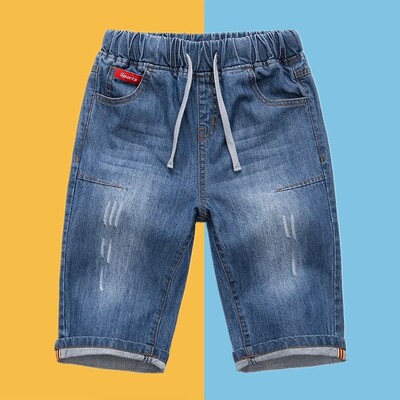 Pantaloni scurți de jeans pentru băieți 2024, de vară, cu imprimare, cu litere, în carouri, pantaloni scurți din blugi pentru băieți adolescenți 2-13 ani.