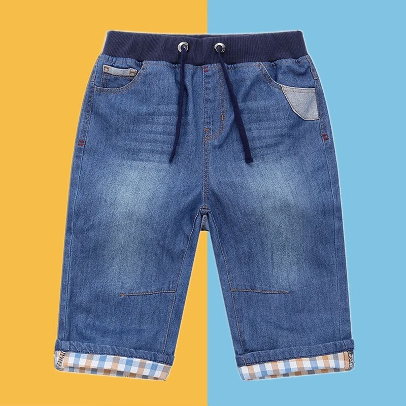 Pantaloni scurți de jeans pentru băieți 2024, de vară, cu imprimare, cu litere, în carouri, pantaloni scurți din blugi pentru băieți adolescenți 2-13 ani.