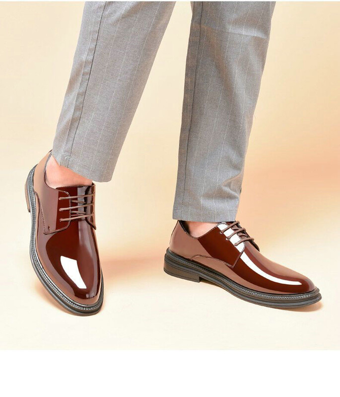 Férfi Oxfords Cipők Férfi Alkalmi Cipők Lakkbőr Férfi Brogues Cipők Fűzős Bullock üzleti ruha LK-28