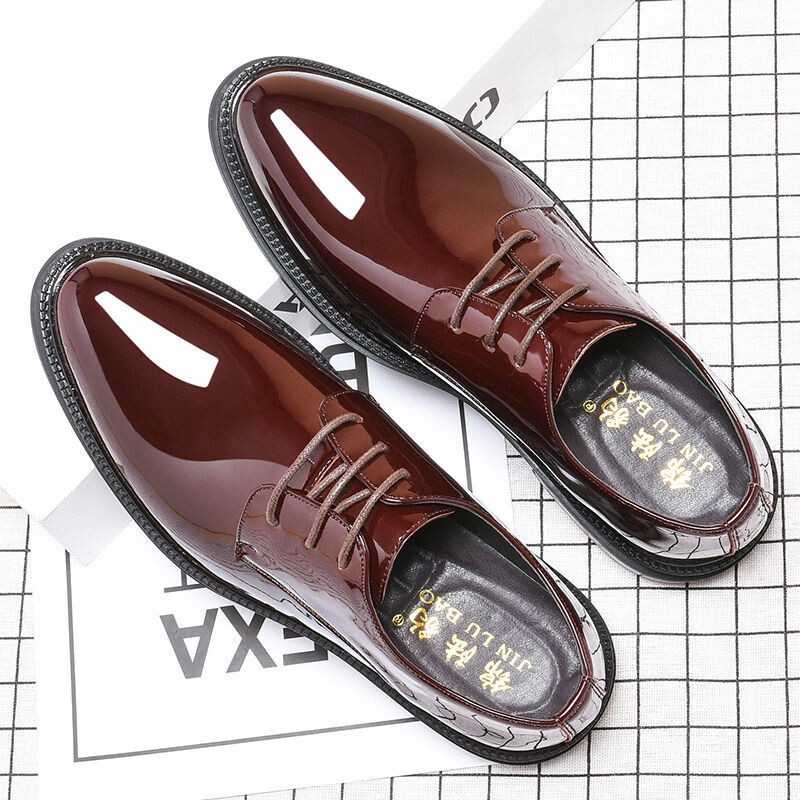 Férfi Oxfords Cipők Férfi Alkalmi Cipők Lakkbőr Férfi Brogues Cipők Fűzős Bullock üzleti ruha LK-28