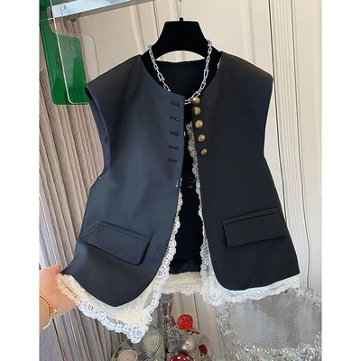 2024 új tavaszi, őszi koreai változat, továbbfejlesztett vintage női mellény kabát, ujjatlan temperamentum, alkalmi női lócsipesz