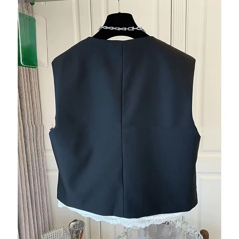 2024 új tavaszi, őszi koreai változat, továbbfejlesztett vintage női mellény kabát, ujjatlan temperamentum, alkalmi női lócsipesz