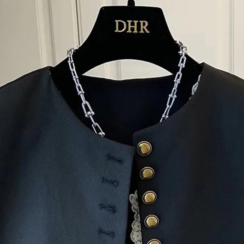 2024 új tavaszi, őszi koreai változat, továbbfejlesztett vintage női mellény kabát, ujjatlan temperamentum, alkalmi női lócsipesz