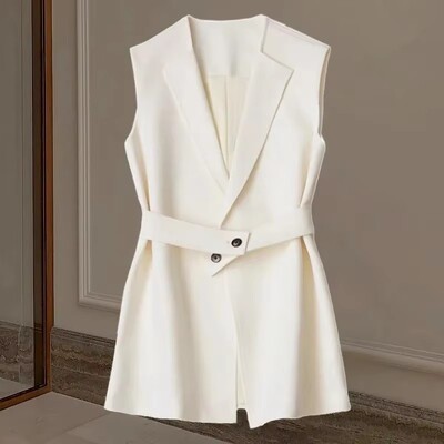 Új tavaszi, 2025. őszi temperamentumú női öltöny, mellény kabát, ujjatlan, sokoldalú, alkalmi női blézer mellénykabát