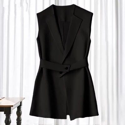 Új tavaszi, 2025. őszi temperamentumú női öltöny, mellény kabát, ujjatlan, sokoldalú, alkalmi női blézer mellénykabát