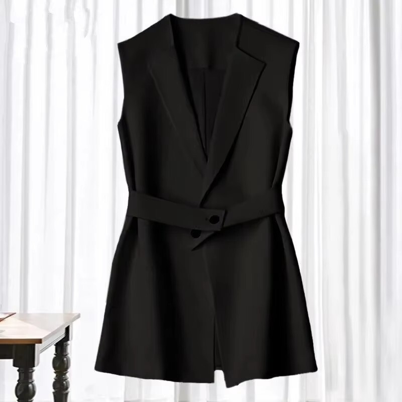 Új tavaszi, 2025. őszi temperamentumú női öltöny, mellény kabát, ujjatlan, sokoldalú, alkalmi női blézer mellénykabát