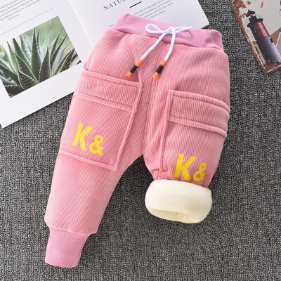 2022 m. Naujos šiltos kelnės Vaikams Animaciniai Kelnaitės Madingi Berniukai Mergaičių Džinsai Žiemą storinantys Vaikai Džinsinės Kelnės Kūdikių Džinsai Drabužiai Kūdikiams 1-6Y