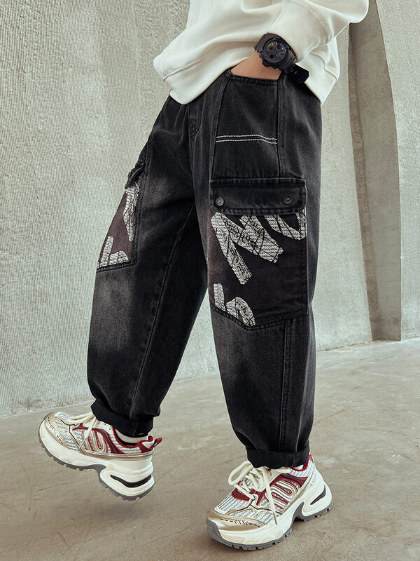 Zēniem Džinsi Pusaudžiem Bērniem Džinsu Bikses Bērniem Bagija Bikses Pavasara Rudens Apģērbi Skolas Bērni Jauni Džinsi 6 7 8 9 10 12 14 gadi