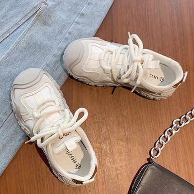 Tenisice Ženske debele potplate 2024. Jesen/zima Nova korejska verzija Moda u fakultetskom stilu Studentska neklizajuća sportska obuća na vezanje