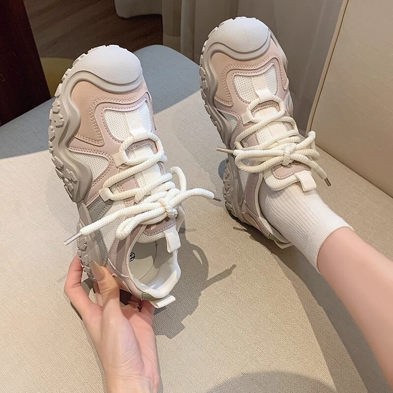 Tenisice Ženske debele potplate 2024. Jesen/zima Nova korejska verzija Moda u fakultetskom stilu Studentska neklizajuća sportska obuća na vezanje