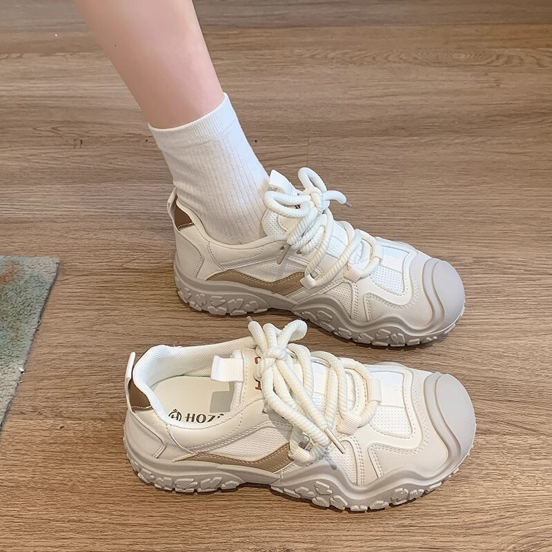 Tenisice Ženske debele potplate 2024. Jesen/zima Nova korejska verzija Moda u fakultetskom stilu Studentska neklizajuća sportska obuća na vezanje