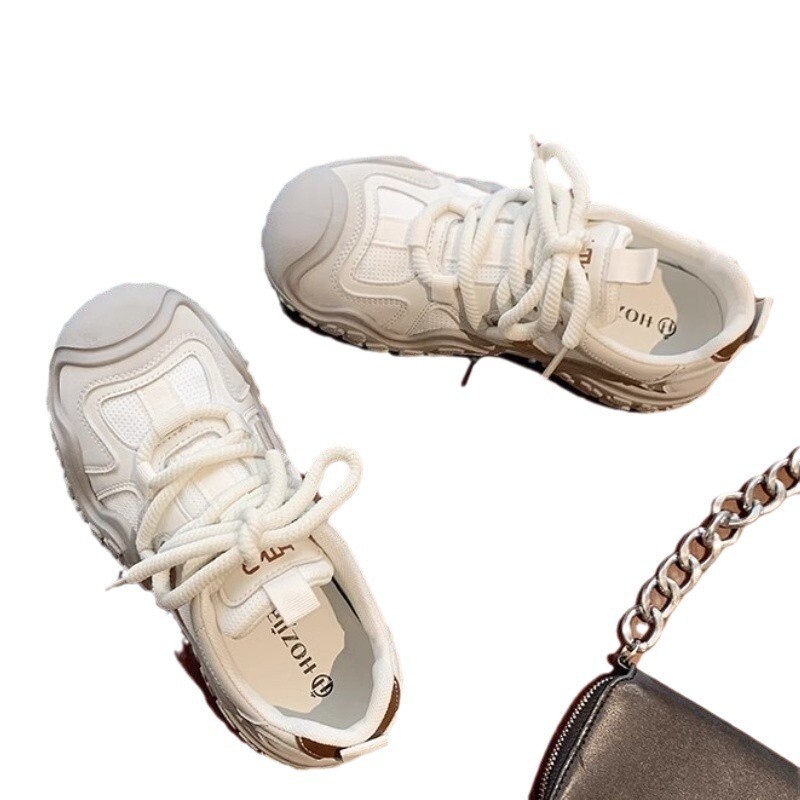 Tenisice Ženske debele potplate 2024. Jesen/zima Nova korejska verzija Moda u fakultetskom stilu Studentska neklizajuća sportska obuća na vezanje