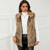 Női őszi és téli műszőrme mellény állógallér egyszínű ujjatlan elöl nyíló mellények Elegáns irodai ingázási felsők