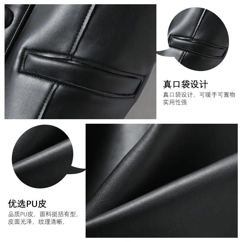 Ženski kožni prsluk s v-izrezom, moderan kožni prsluk s dvostrukim kopčanjem, ženski kratki uski prsluk 2024., novo proljeće i jesen